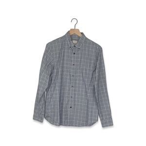 Club Monaco Slim Fit Black and White Glen Plaid Long Sleeve Button Down Shirt